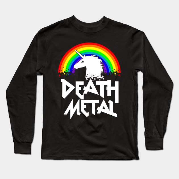 Death Metal Unicorn Funny Rocker Music Band Festival T Shirt Long Sleeve T-Shirt by Cheesybee